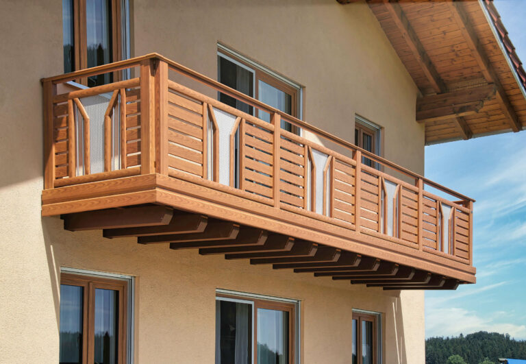 anbaubalkon freitragend alu holzoptik