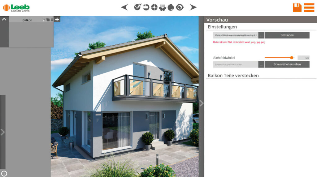 alu balkongelaender 3d konfigurator fotomontage